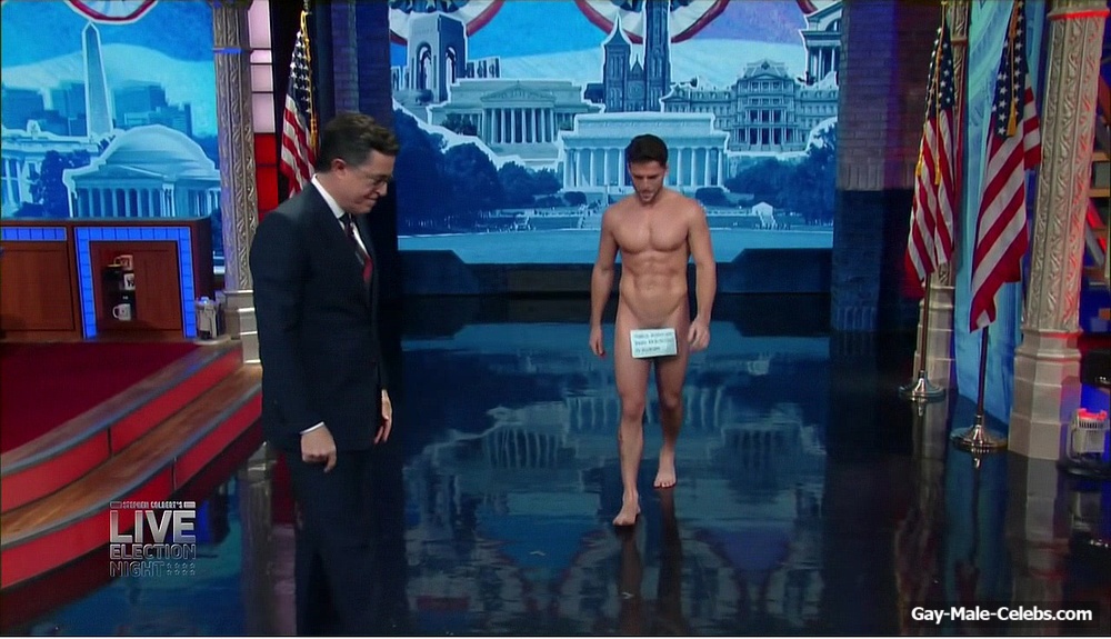 Dan Dexter Nude in Stephen Colbert’s Live Election