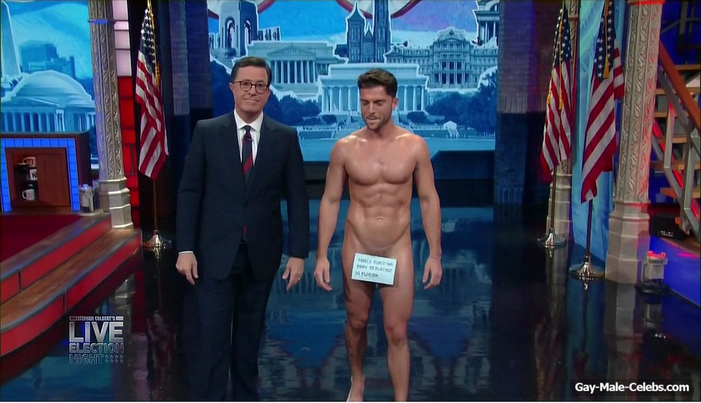 Dan Dexter Nude in Stephen Colbert’s Live Election