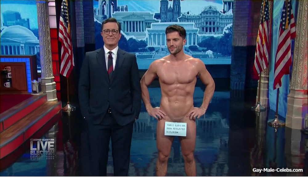 Dan Dexter Nude in Stephen Colbert’s Live Election