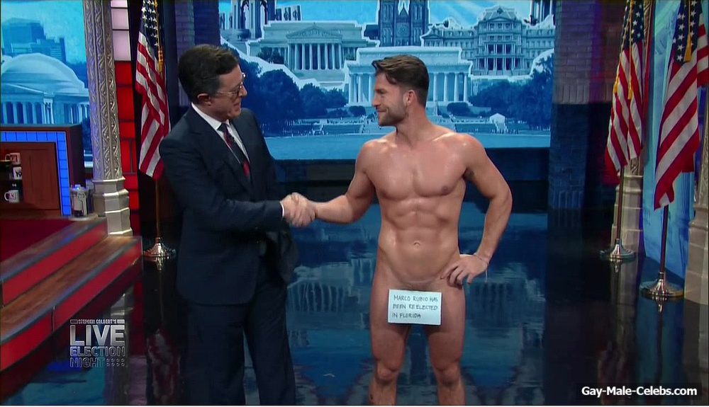 Dan Dexter Nude in Stephen Colbert’s Live Election