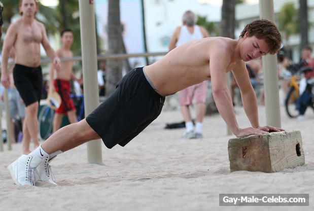 Ansel Elgort Caught By Paparazzi Shirtless On The Beach