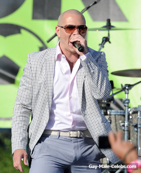 Pitbull Caught Flashing Bulge and Tight Ass