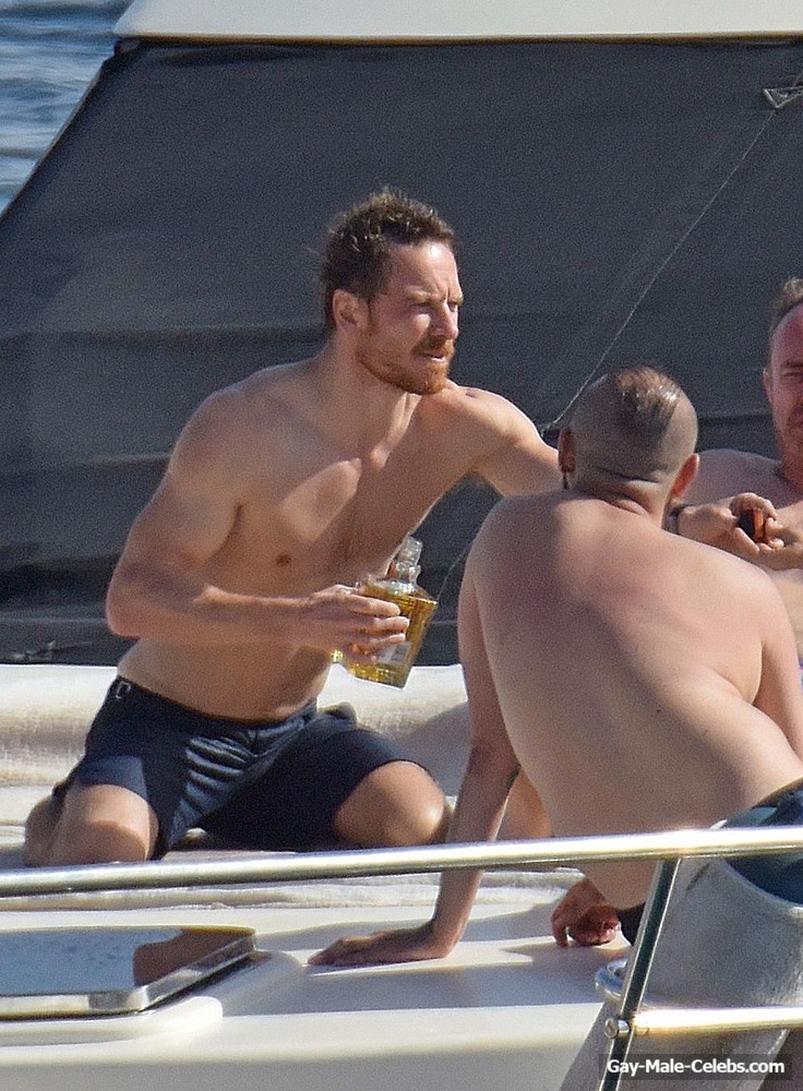 Michael Fassbender Caught By Paparazzi Drinking On A Yacht