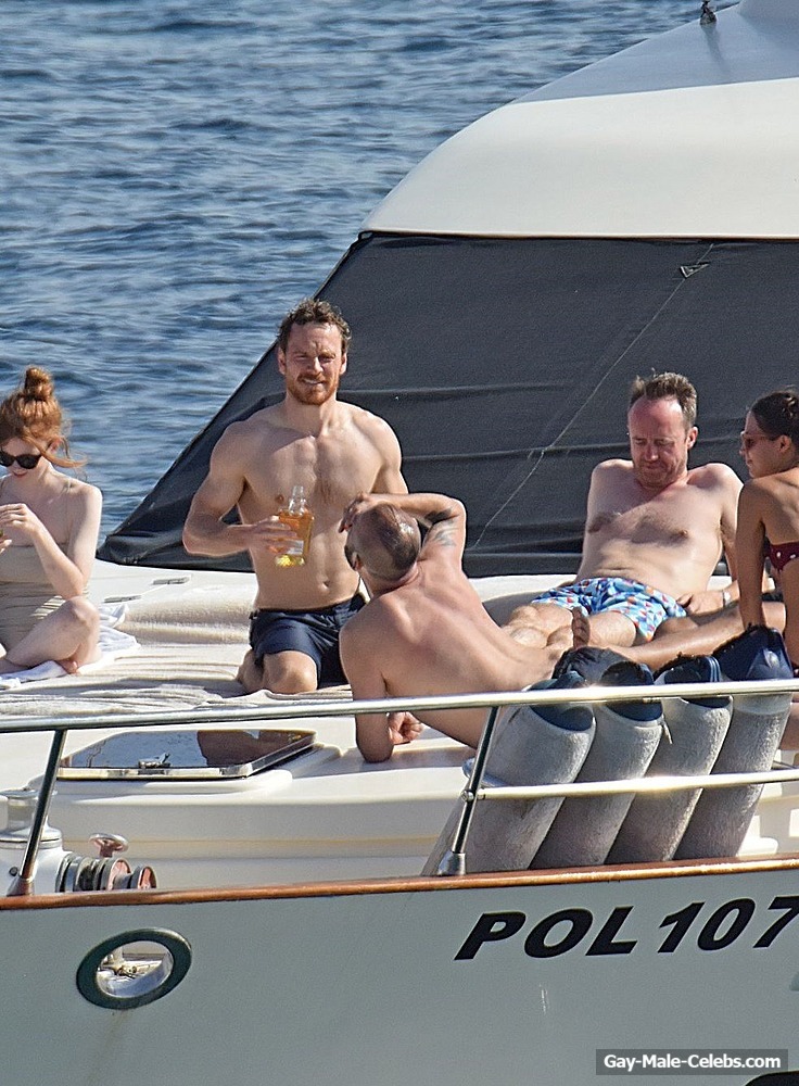 Michael Fassbender Caught By Paparazzi Drinking On A Yacht