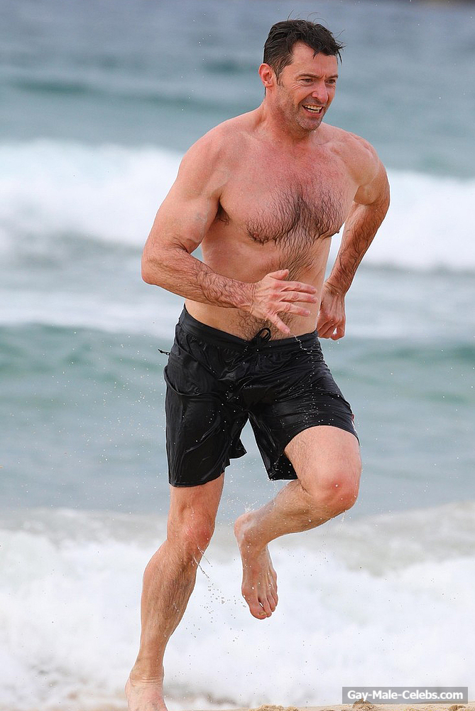 Hugh Jackman Caught Shirtless At Bondi Beach