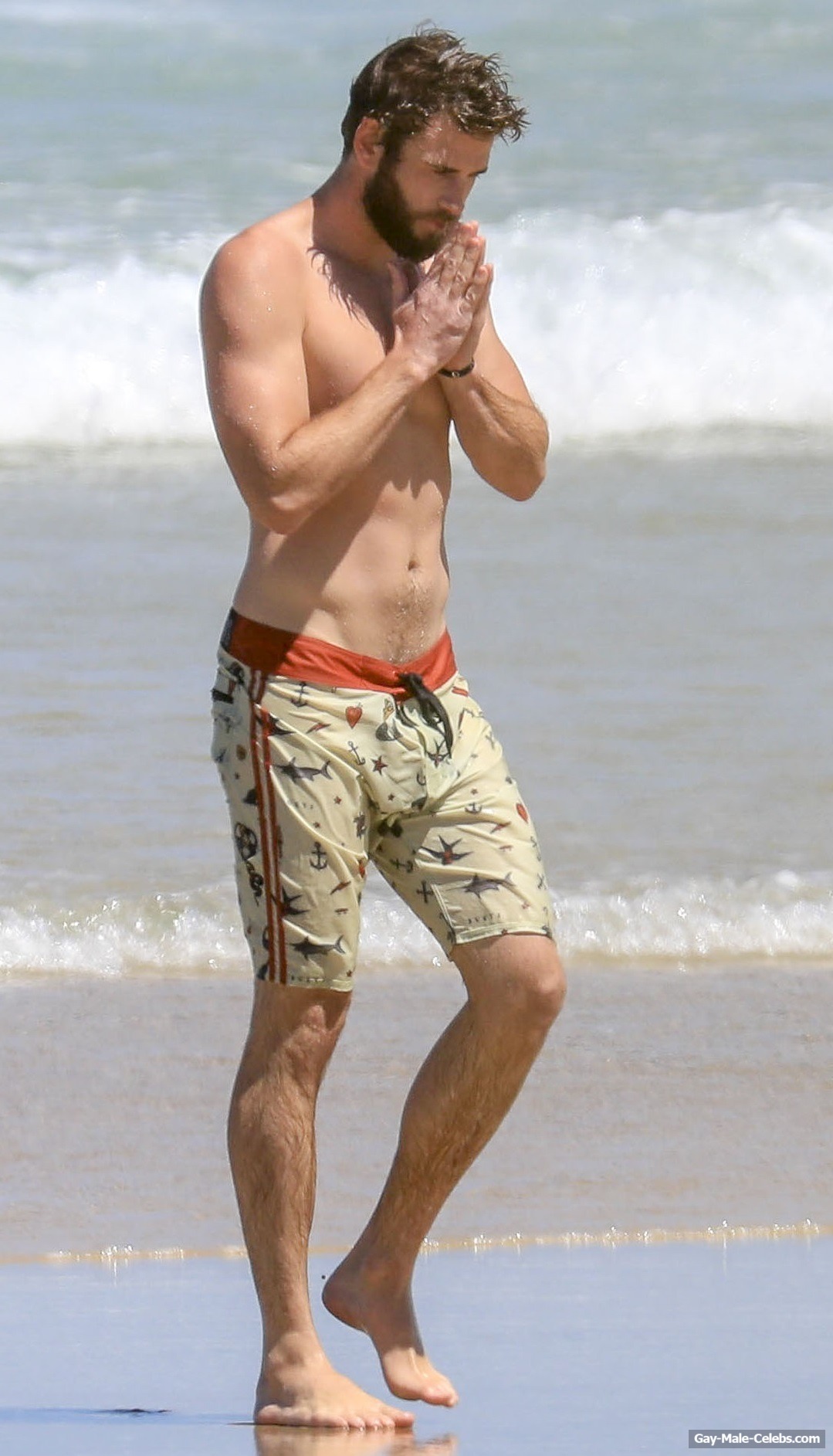 Liam Hemsworth Paparazzi Shirtless Beach Photos