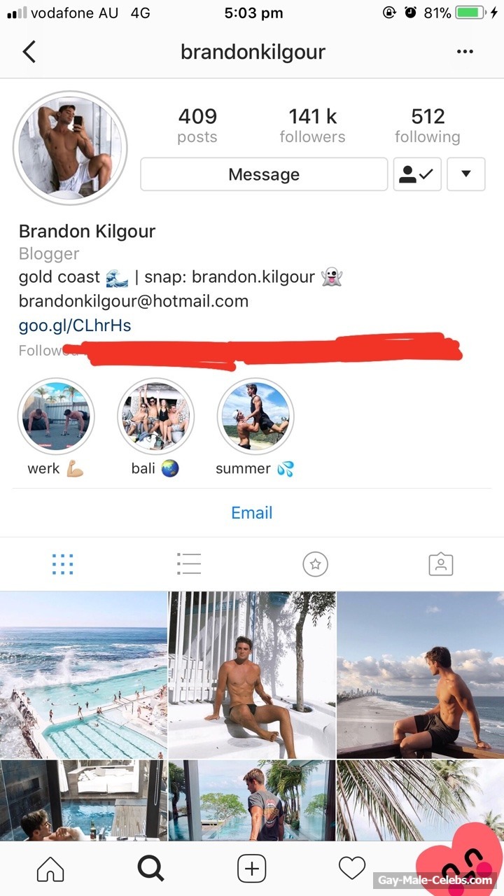 Australian Instagram Model Brandon Kilgour Nude Explicit Selfie Photos