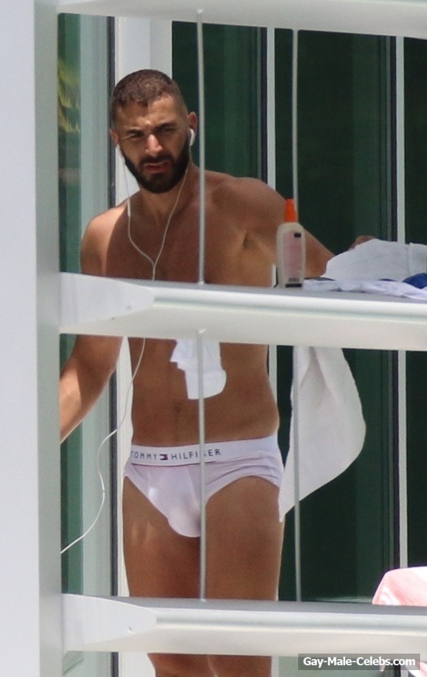 French Professional Footballer Karim Benzema In Wet Underwear