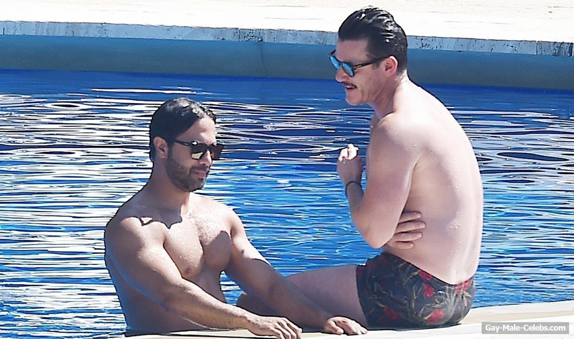 Luke Evans &amp; Victor Turpin Caught Shirtless In The Pool