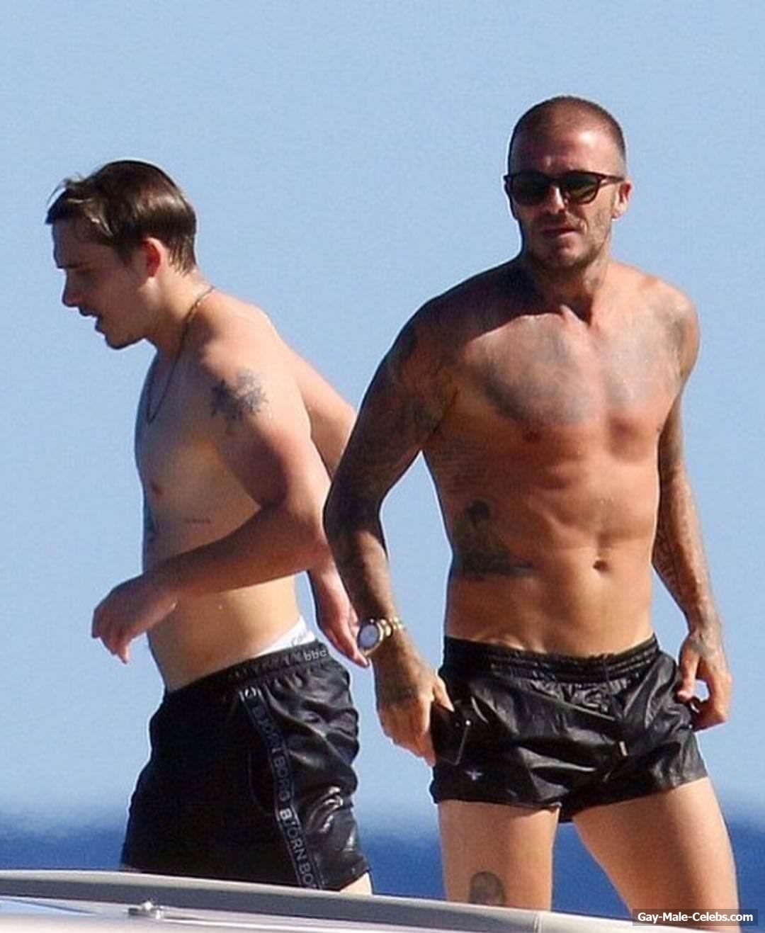 Brooklyn &amp; David Beckham Shirtless Sexy Shots