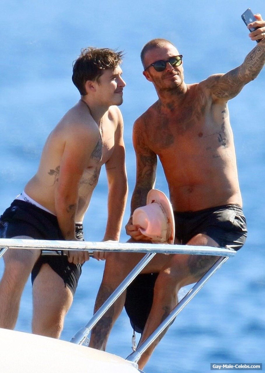 Brooklyn &amp; David Beckham Shirtless Sexy Shots