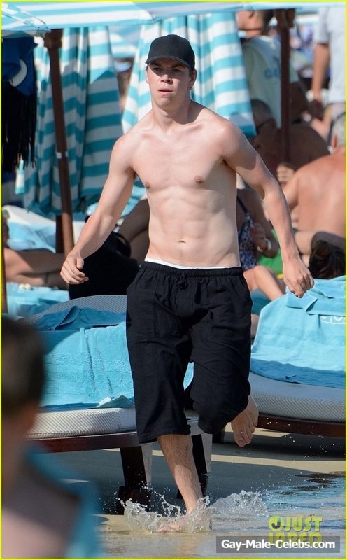 Will Poulter Shirtless On A Beach