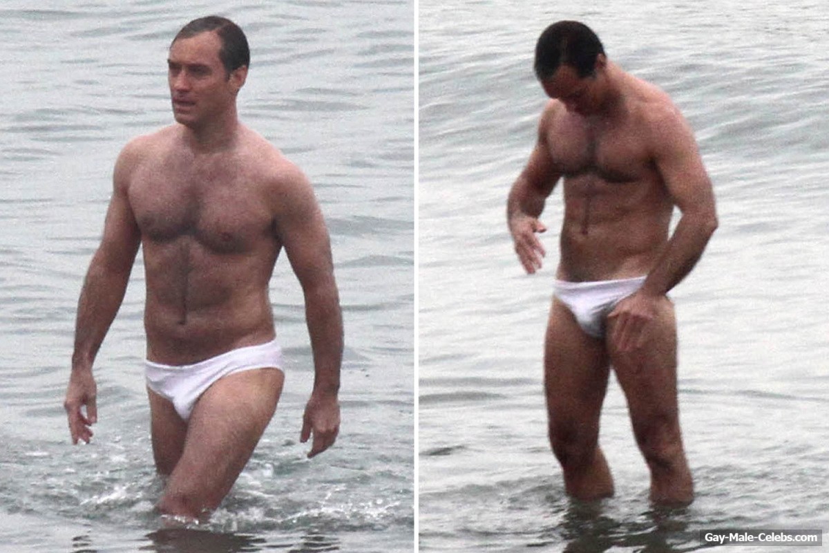 Jude Law Looks Still Sexy In A White Speedo While Filming In The New Pope (2019)