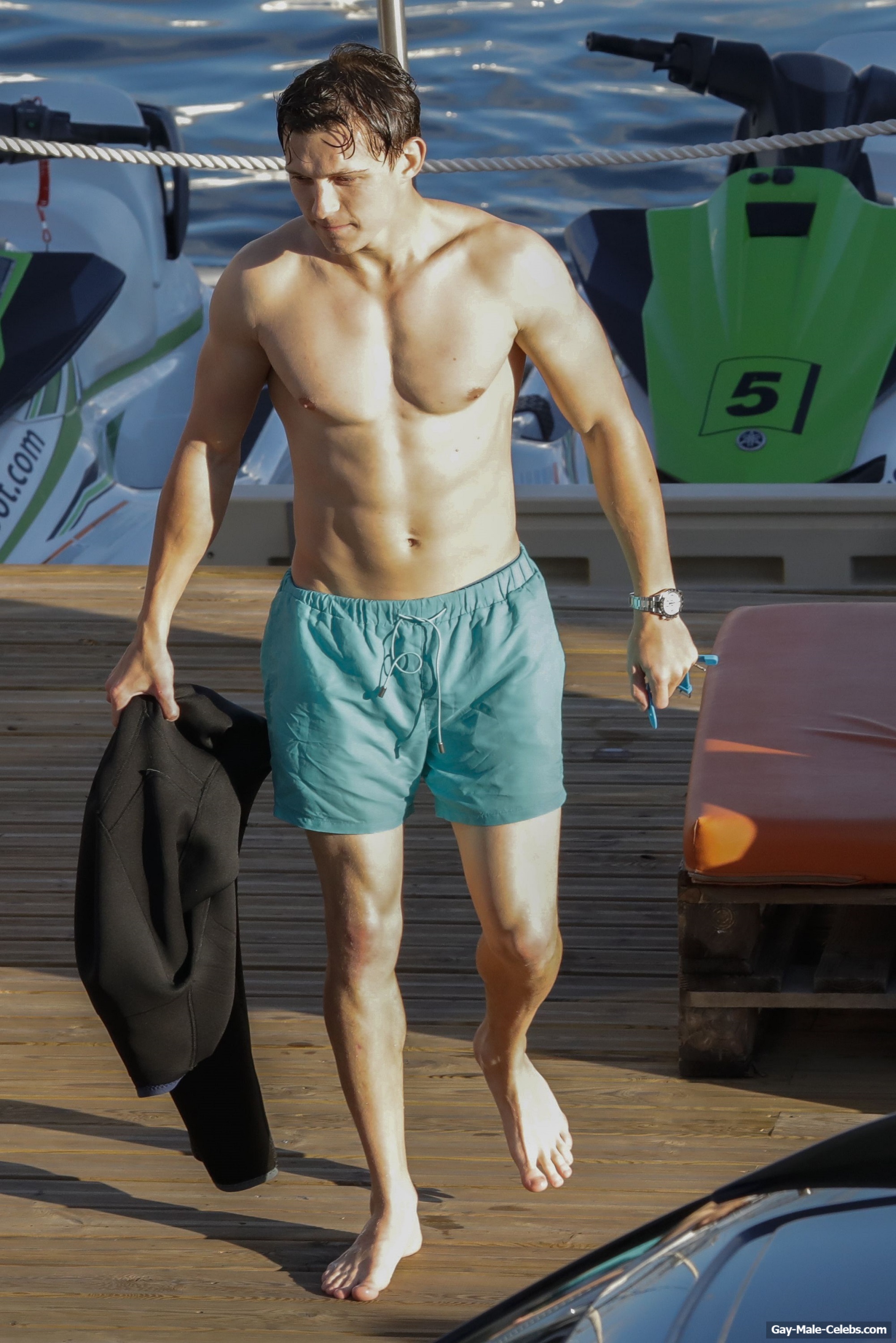 Tom Holland Looks Hot Shirtless During Jet Ski