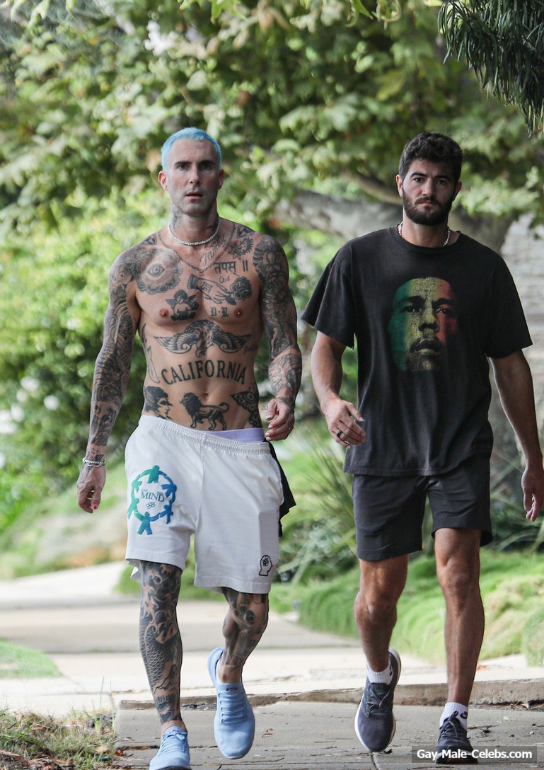 Adam Levine Shows His All Tattoos On The Naked Body