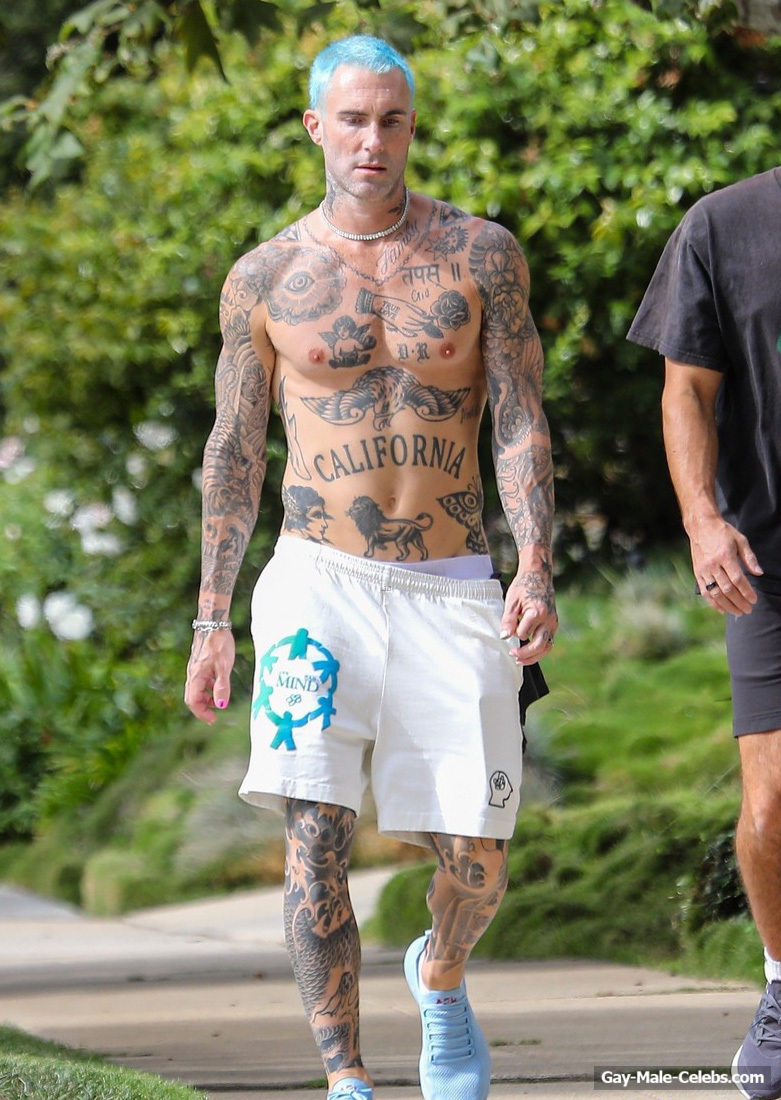 Adam Levine Shows His All Tattoos On The Naked Body