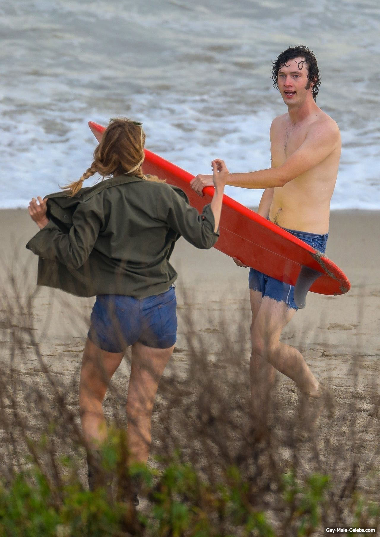 Will Harrison Shirtless On The Beach Behind Scene