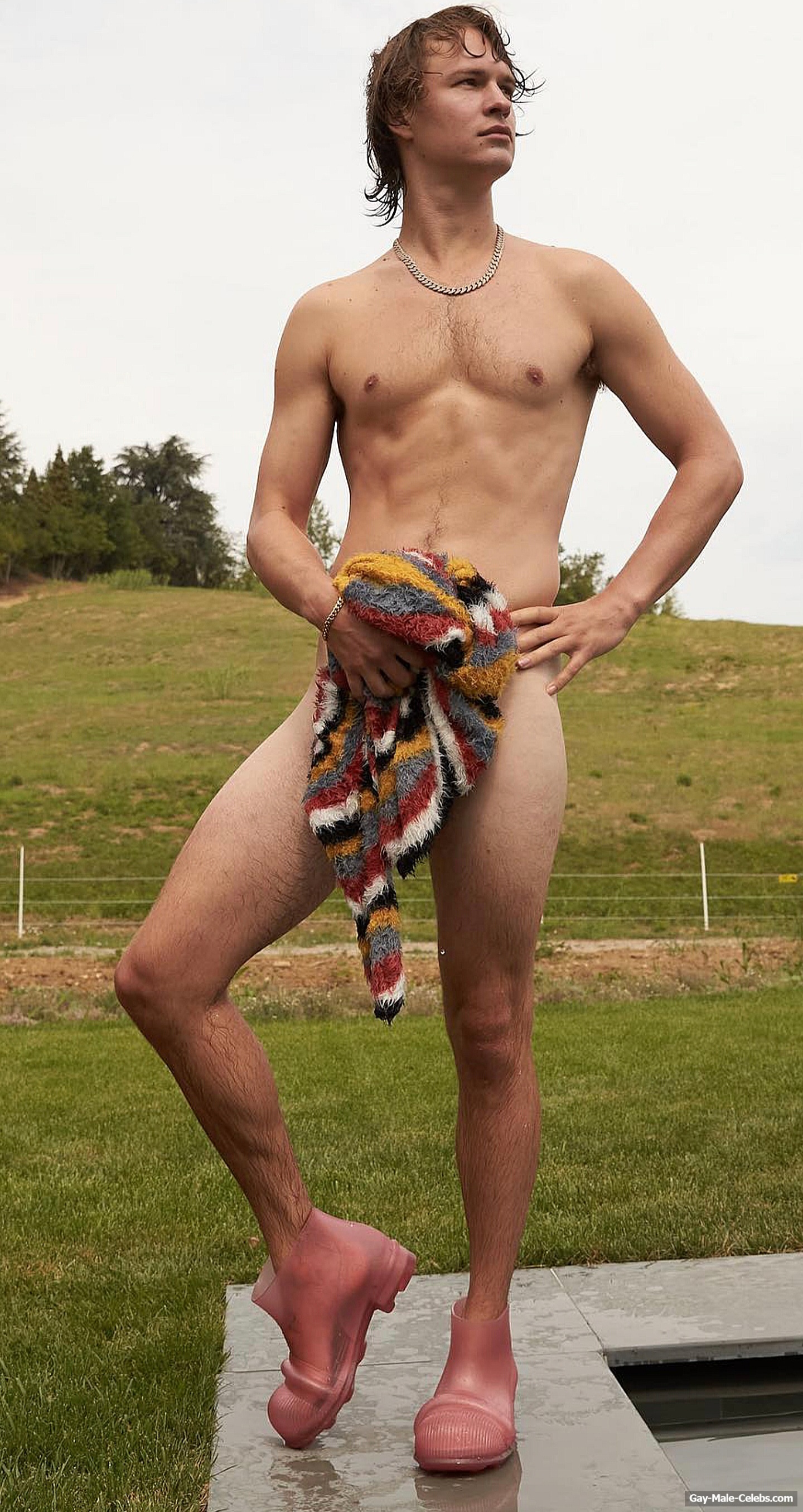 Ansel Elgort Naked &amp; Covering His Great Cock