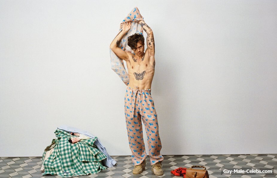 Harry Styles Shirtless And Sexy for Gucci