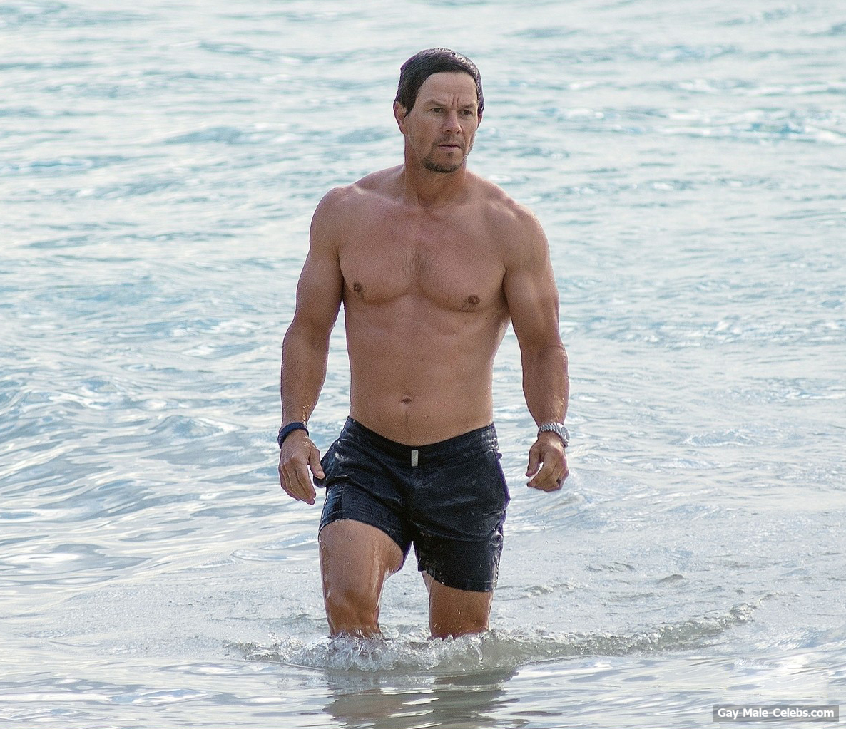 Mark Wahlberg Shirtless Muscle Body And Bulge On A Beach