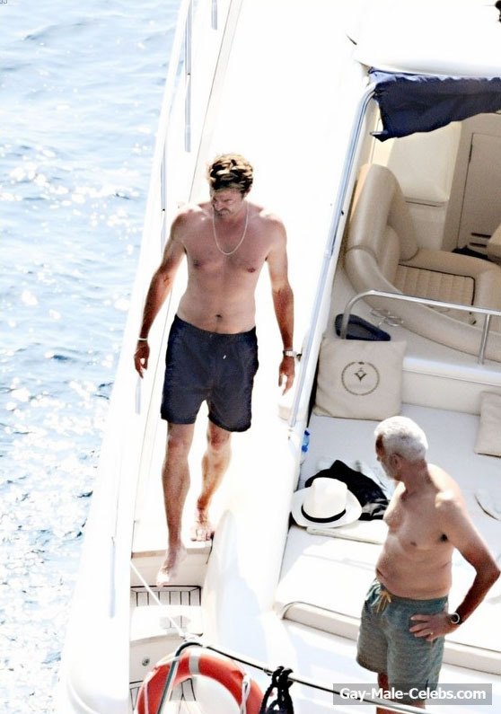 Karl Urban Relaxing Shirtless On a Yacht