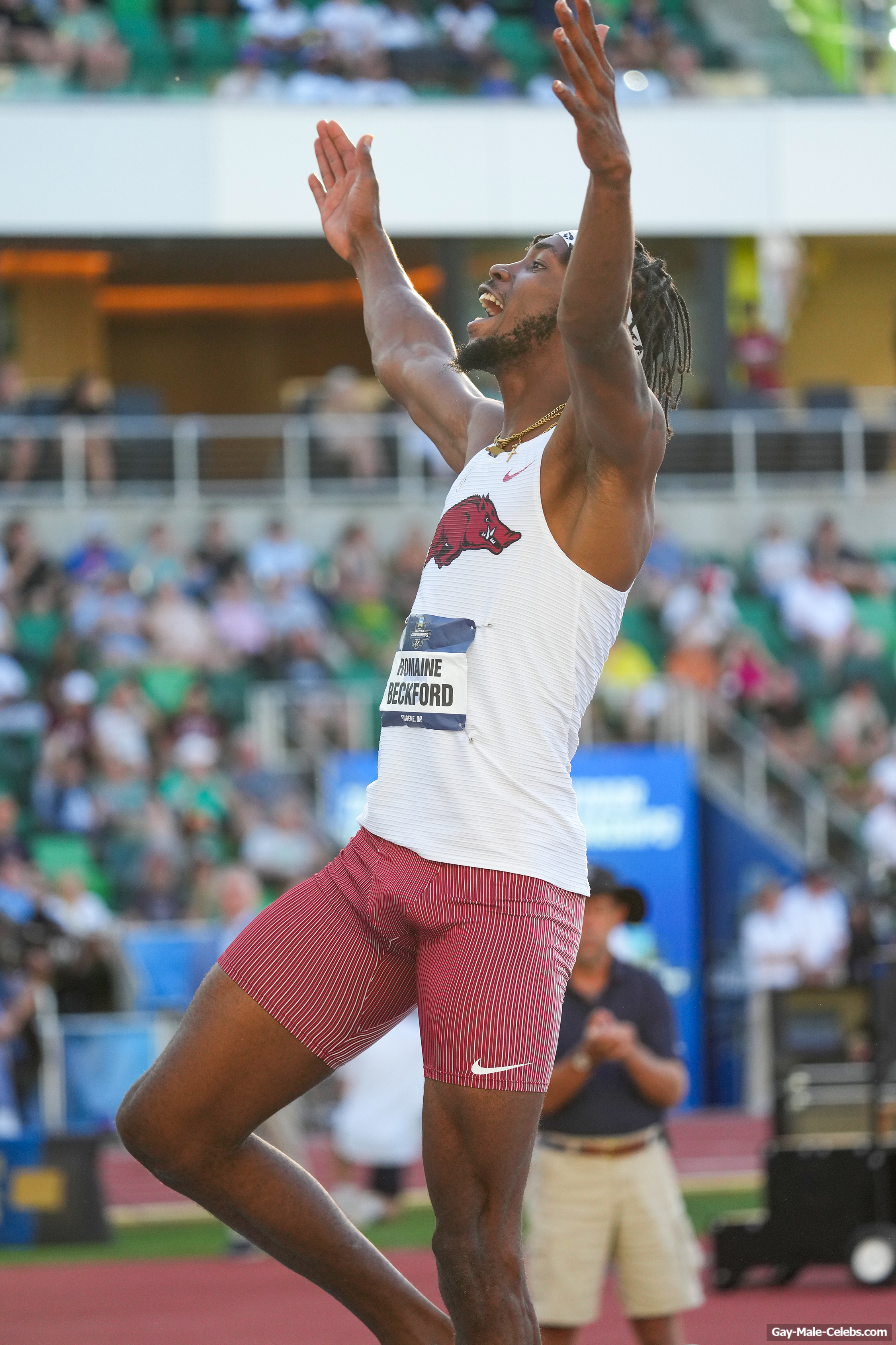 Romaine Beckford Huge Olympic Bulge Moment