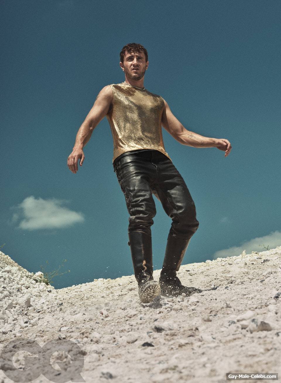 Paul Mescal Bulge Cock &amp; Leather Outfit GQ Photoshoot