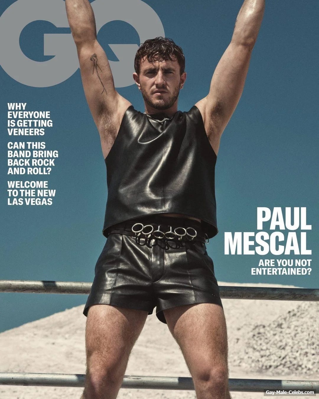 Paul Mescal Bulge Cock &amp; Leather Outfit GQ Photoshoot