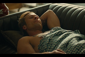 Glen Powell shirtless in Chad Powers