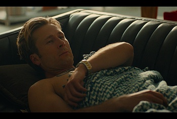 Glen Powell shirtless in Chad Powers
