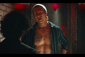 Glen Powell shirtless in Chad Powers