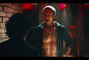 Glen Powell shirtless in Chad Powers