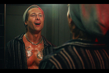 Glen Powell shirtless in Chad Powers