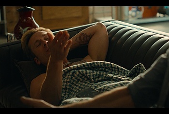 Glen Powell shirtless in Chad Powers