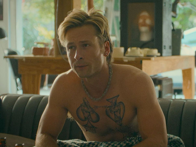 Glen Powell shirtless in Chad Powers