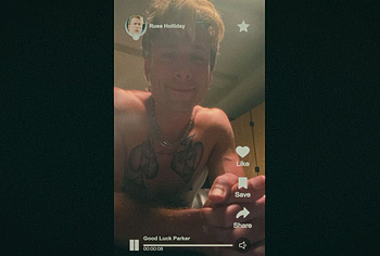 Glen Powell shirtless in Chad Powers