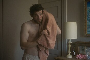 Josh O'Connor shirtless in The Mastermind