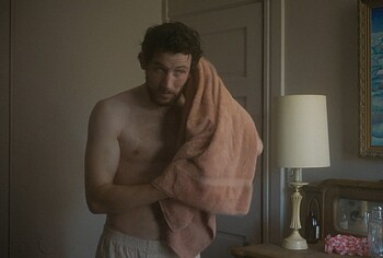 Josh O'Connor shirtless in The Mastermind