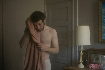 Josh O'Connor shirtless in The Mastermind