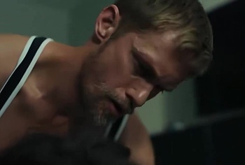 Alexander Skarsgard and Harry Melling gay sex in Pillion