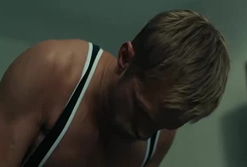 Alexander Skarsgard and Harry Melling gay sex in Pillion