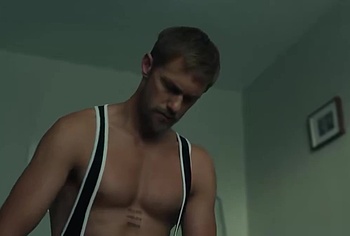 Alexander Skarsgard and Harry Melling gay sex in Pillion