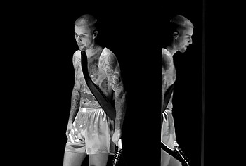 Justin Bieber Shirtless And Boxers During Grammy