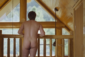 Joe Thomas Nude Covering His Penis in Universal nude ass