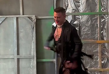 Luke Evans huge penis bulge erotic show
