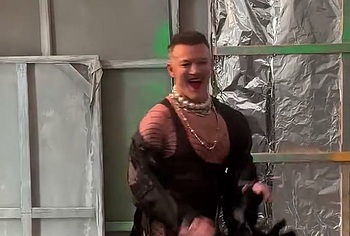 Luke Evans huge penis bulge erotic show