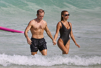 Taron Egerton shirtless beach pics