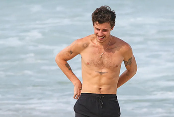 Shawn Mendes Caught Shirtless and Scratching Ones Ass On A Beach