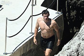 Callum Turner shirtless beach pics