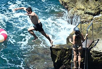 Callum Turner shirtless beach pics